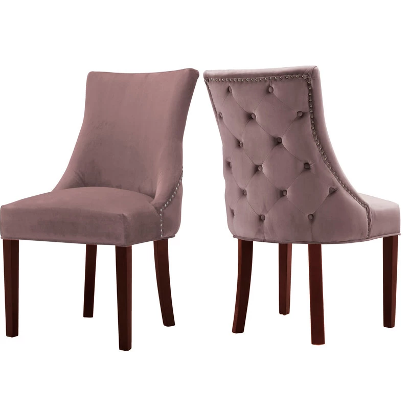 The Splendor Dining Chair, Pink, Velvet, Set Of 2