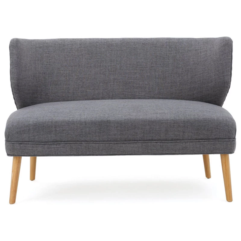 GDF Studio Dumont Mid Century Modern Fabric Loveseat Sofa Settee, Light Gray - Image 4