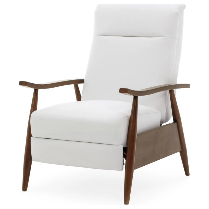 Solaris Wood Arm Push Back Recliner, Milky White - Image 6