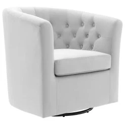 Prospect Tufted Performance Velvet Swivel Armchair, Light Gray