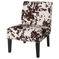 GDF Studio Kalee Contemporary Accent Chair, Cow Print, Matte Black, Fabric