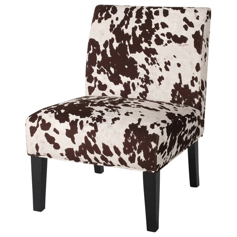 GDF Studio Kalee Contemporary Accent Chair, Cow Print, Matte Black, Fabric