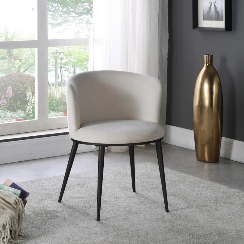 Skylar Dining Chair, Set Of 2, Cream Velvet, Matte Black Iron Legs - Image 2