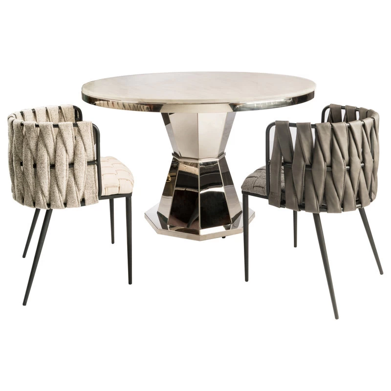 The Eterno Dining Chair, Gray And Black, Fabric And Faux Leather - Image 5