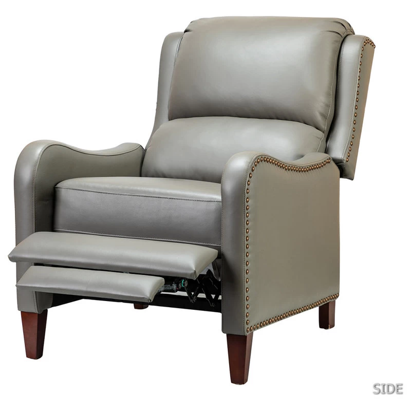 Genuine Leather Cigar Recliner With Wingback, Dove - Image 3