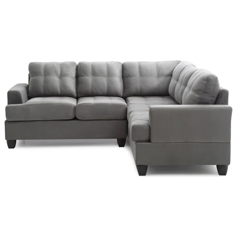 Partington Suede Sectional, Gray - Image 3