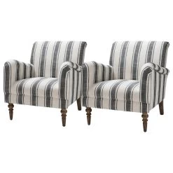Stripe Armchair Set Of 2, Black