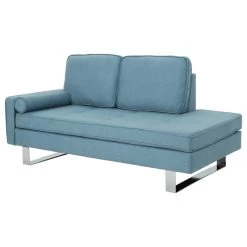 GDF Studio Phelps Modern Fabric Chaise Loveseat, Blue/Silver