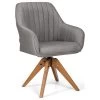 Costway Swivel Accent Chair Fabric Vanity Study Armchair W/Beech Wood Legs Gray