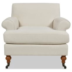 Alana Lawson Accent Arm Chair Metal Casters, Light Beige