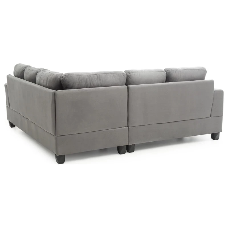 Partington Suede Sectional, Gray - Image 5