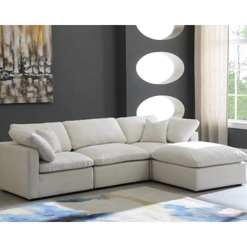Plush Cloud-Like Comfort Modular 4-Seat Sectional And Ottoman, Cream, Seatin - Image 2
