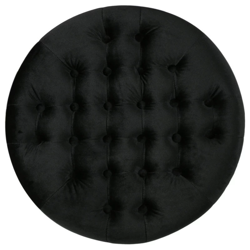 GDF Studio Carlos Glam Velvet Tufted Ottoman, Black/Black - Image 7