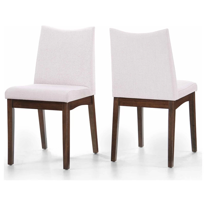 GDF Studio Gertrude Fabric & Wood Finish Dining Chairs, Set Of 2, Lightbeige/Wal