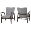 GDF Studio Suffolk French Style Fabric Arm Chairs, Gray, Set Of 2