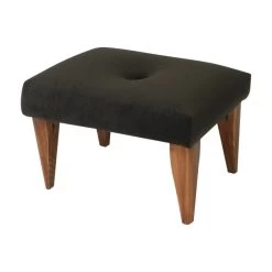 Tufted Suede Footstool, Black