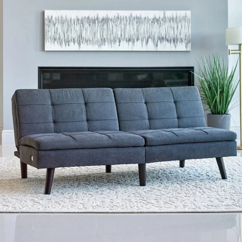 Sofa Bed With Foldable Split Back Design, Gray And Black - Image 2