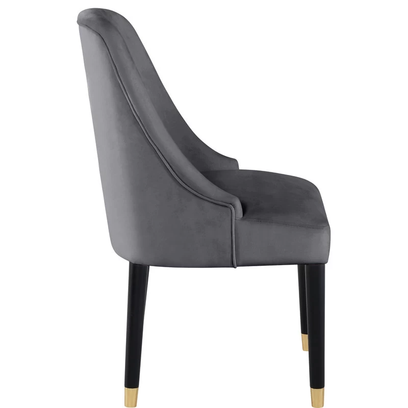 The Maisie Dining Chair, Grey, Velvet, Set Of 2 - Image 3