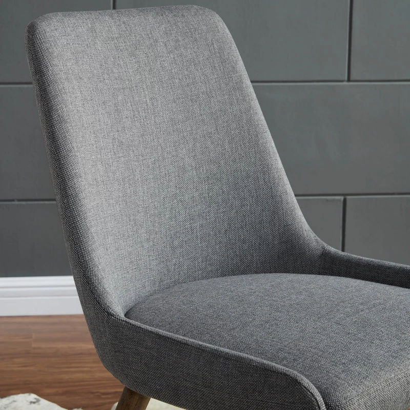 Set Of 2 Upholstered Fabric Chair, Dark Gray And Gray Leg - Image 3