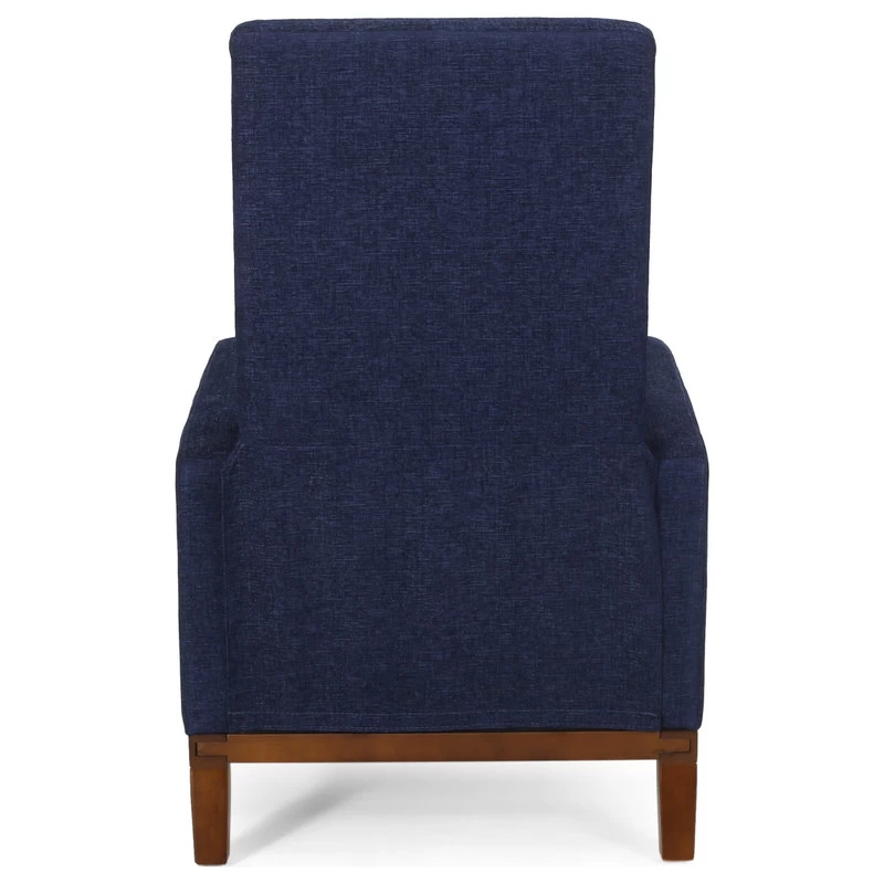 Plevna Fabric Upholstered Pushback Recliner, Navy Blue And Brown - Image 6