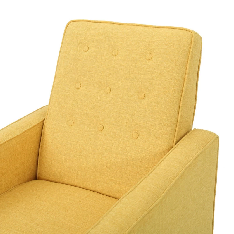 Mason Mid-Century Modern Button Tufted Fabric Recliner, Fabric/Muted Yellow, Single Chair - Image 9