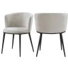 Skylar Dining Chair, Set Of 2, Cream Velvet, Matte Black Iron Legs