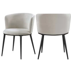 Skylar Dining Chair, Set Of 2, Cream Velvet, Matte Black Iron Legs