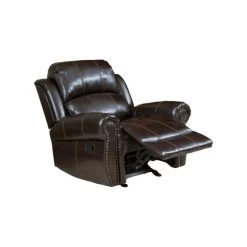 GDF Studio Harbor Dark Brown Leather Glider Recliner Club Chair