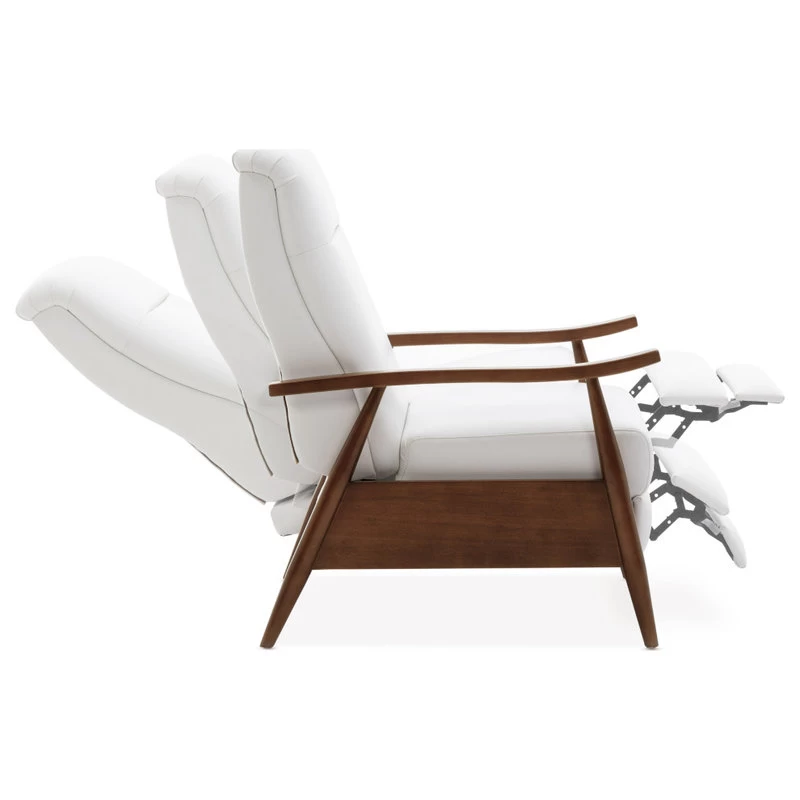 Solaris Wood Arm Push Back Recliner, Milky White - Image 7