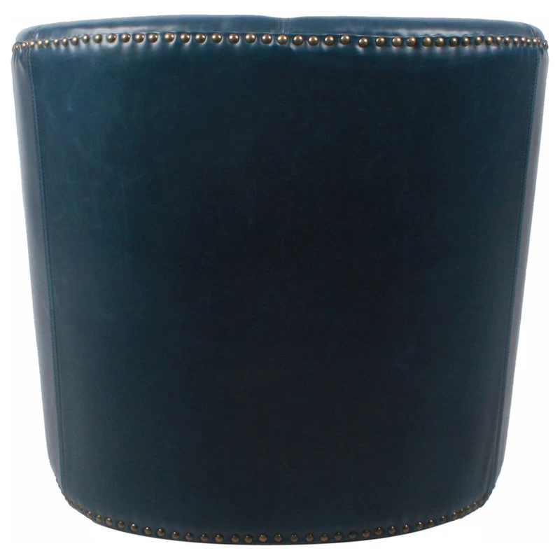 Ernest Bonded Leather Swivel Chair, Vintage Blue - Image 4