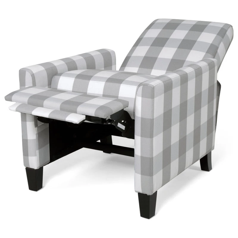Bellagio Contemporary Fabric Upholstered Push Back Recliner, Gray Checkerboard/E - Image 8