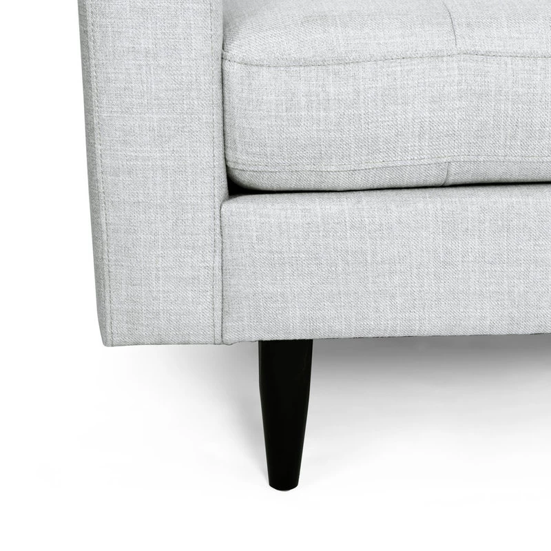 Darcy Contemporary Tufted Fabric 3 Seater Sofa, Light Gray/Dark Brown - Image 8