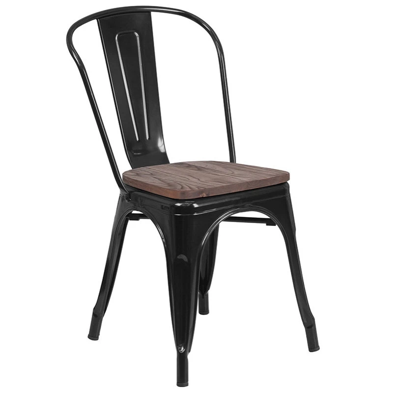 Flash Furniture Metal And Plastic Chair In Black Finish CH-31230-BK-WD-GG