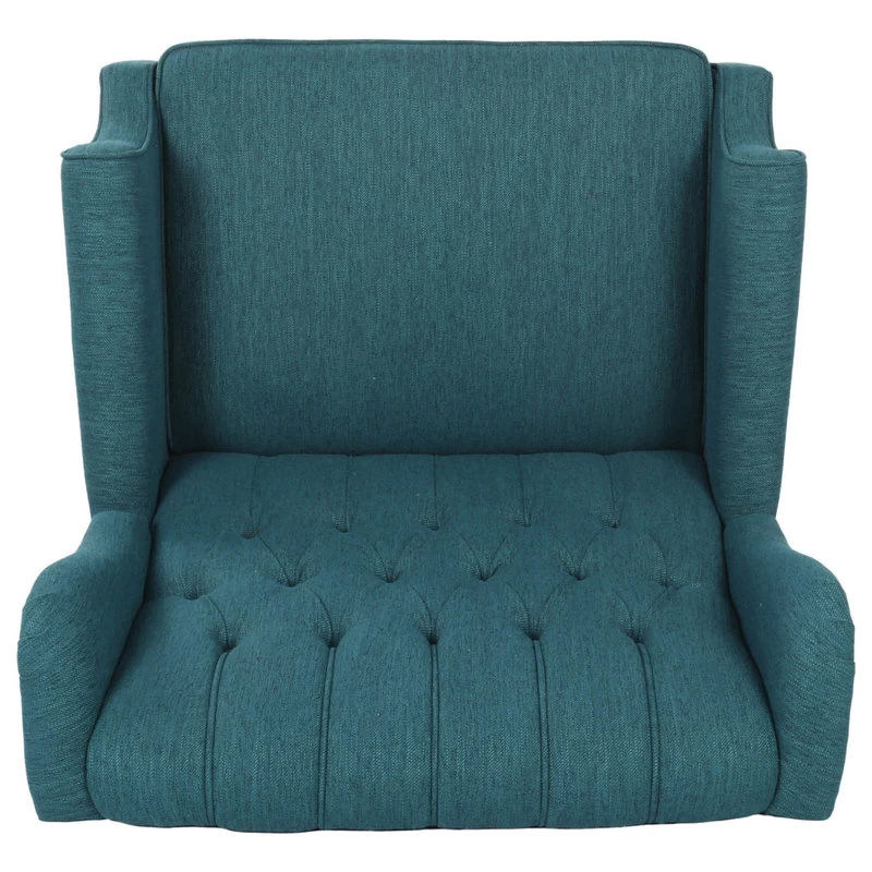 Salome Oversized Tufted Fabric Push Back Recliner, Teal/Dark Brown - Image 10