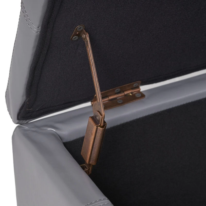 GDF Studio Skyler Beige Fabric Storage Ottoman Bench, Gray - Image 9