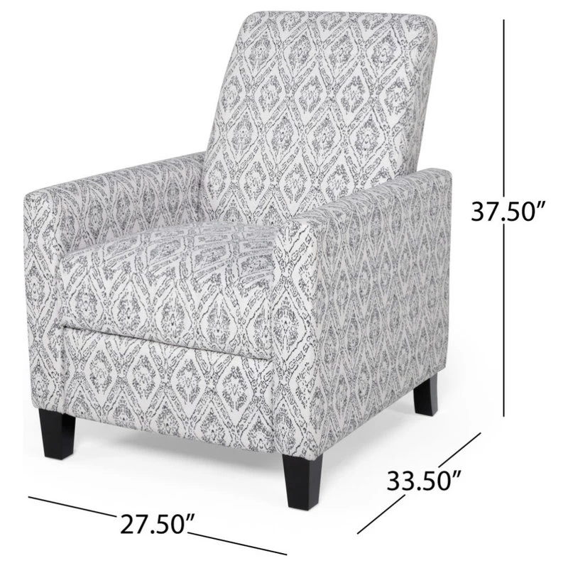 Bellagio Contemporary Fabric Upholstered Push Back Recliner, Black Print/Espress - Image 4