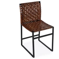 The Nicco Dining Chair, Brown, Leather