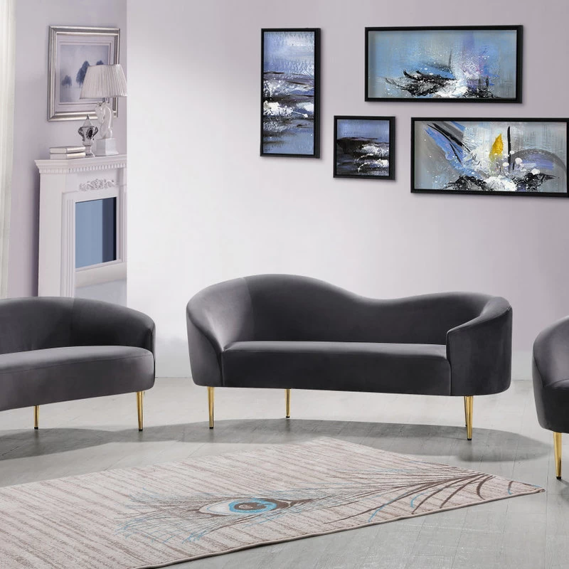 Ritz Velvet Loveseat, Gray - Image 7