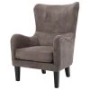 Lorenzo Contemporary Wingback Club Chair With Nailhead Trim, Gray Brown