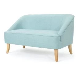GDF Studio Jasper Mid Century Modern Fabric Loveseat, Light Blue