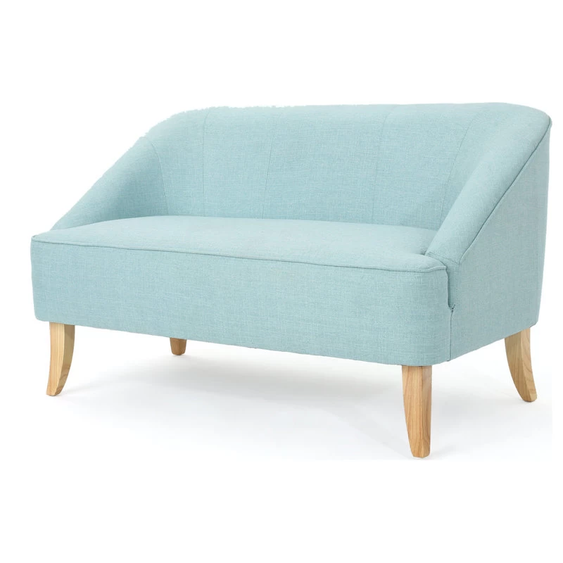 GDF Studio Jasper Mid Century Modern Fabric Loveseat, Light Blue