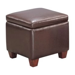 Coaster Casual Faux Leather Storage Cube Ottoman, Brown