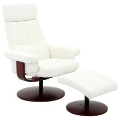 Roma Recliner In Brown Polyurethane By "Comfort Chair" Collection, White