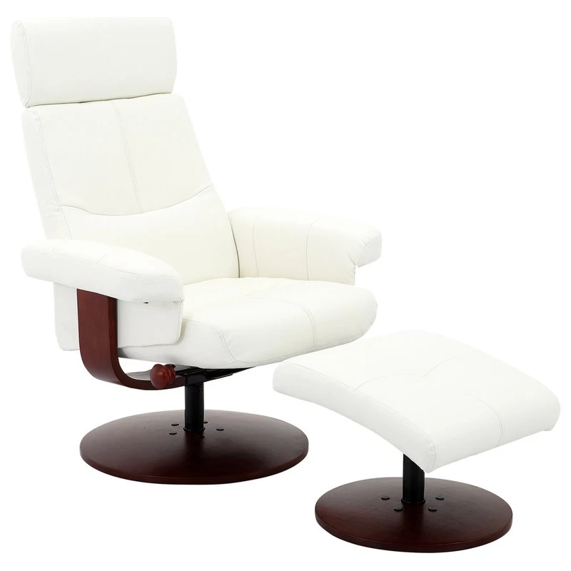 Roma Recliner In Brown Polyurethane By "Comfort Chair" Collection, White