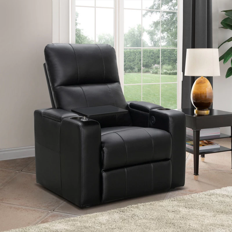 Reynolds Power Recliner With Table, Black - Image 2