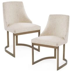 The Cleopatra Dining Chair, Cream, Fabric, Set Of 2