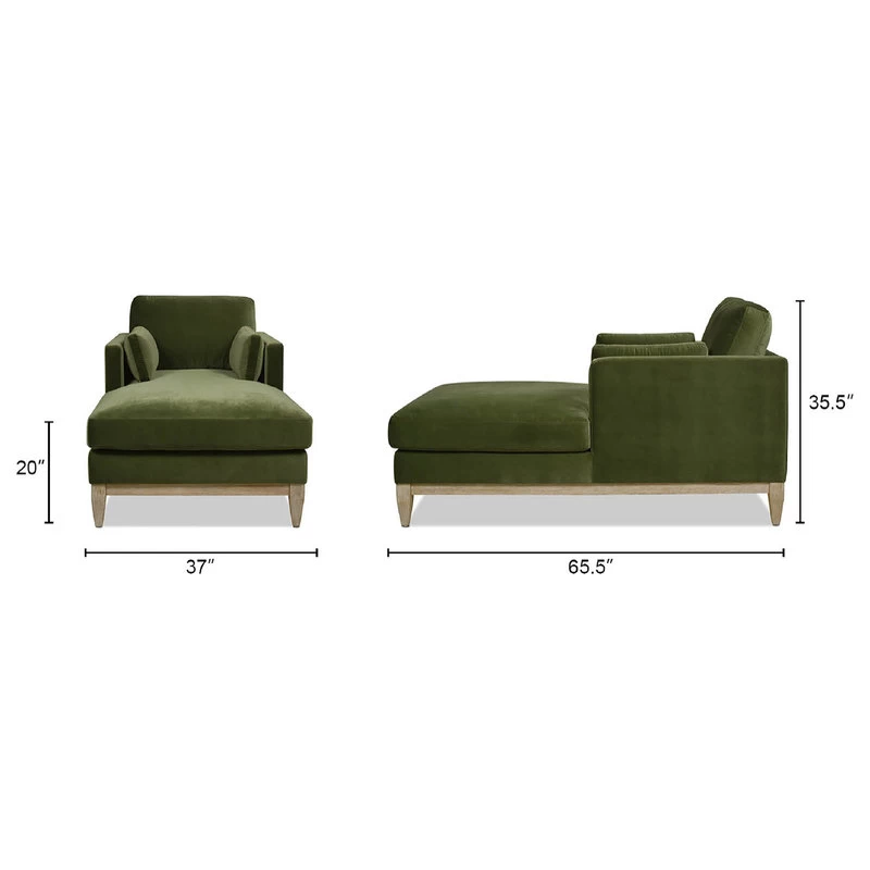 Knox 65" Modern Farmhouse Chaise Lounge Chair, Olive Green Performance Velvet - Image 4