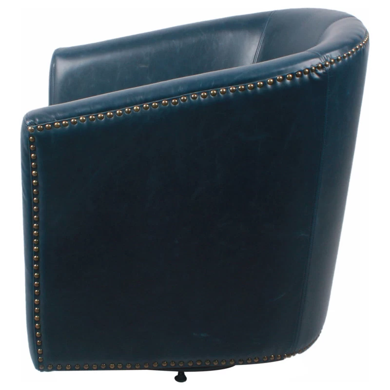 Ernest Bonded Leather Swivel Chair, Vintage Blue - Image 3