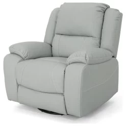 GDF Studio Teresa Classic Tufted Leather Swivel Recliner, Light Gray/Black