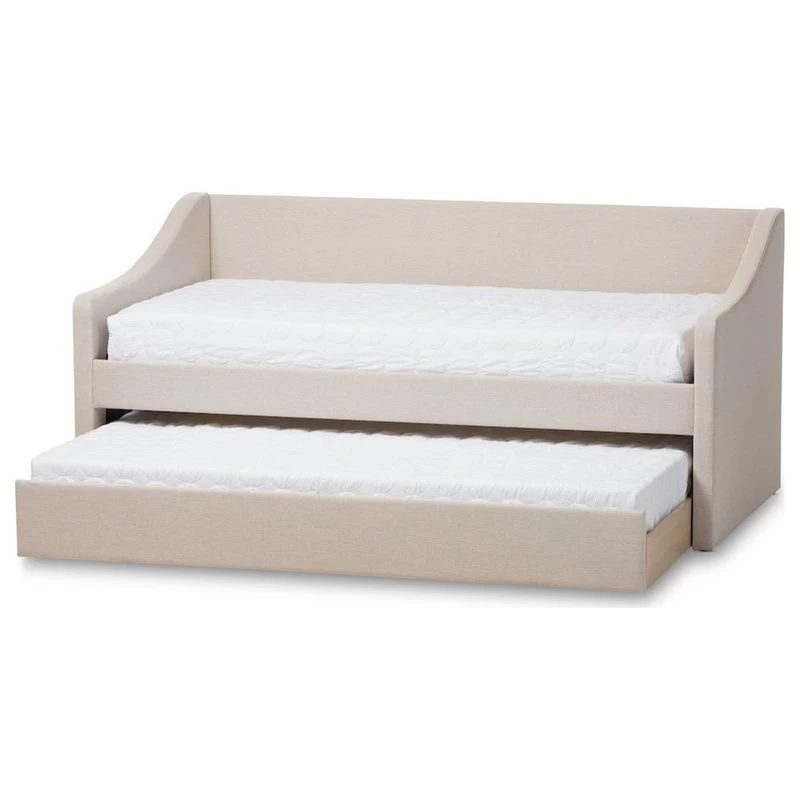 Baxton Studio Barnstorm Modern And Contemporary Beige Fabric Upholstered Daybed - Image 2